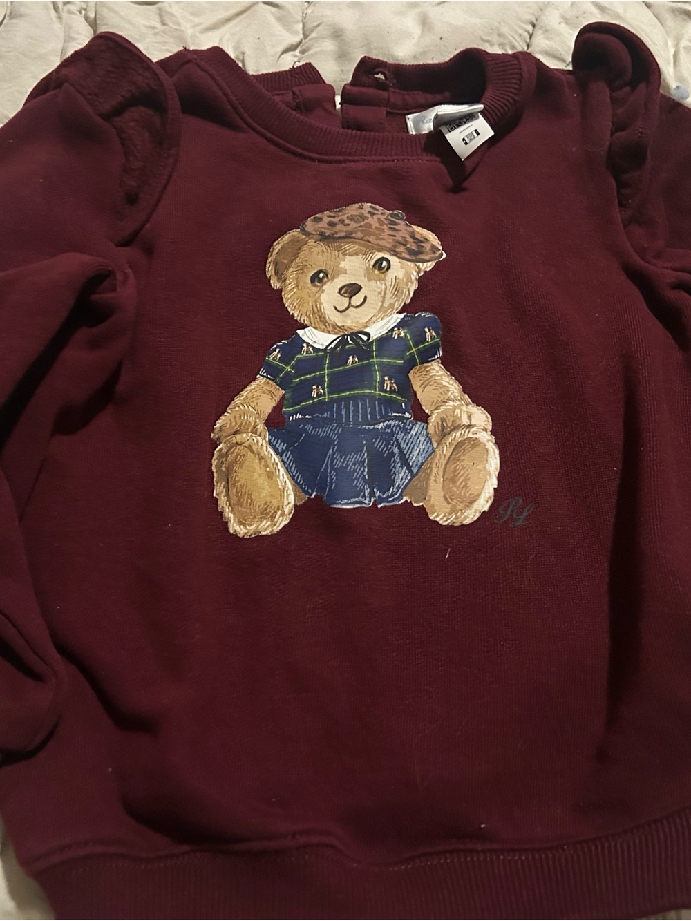 Ralph Lauren Burgundy Teddy Bear Sweatshirt
